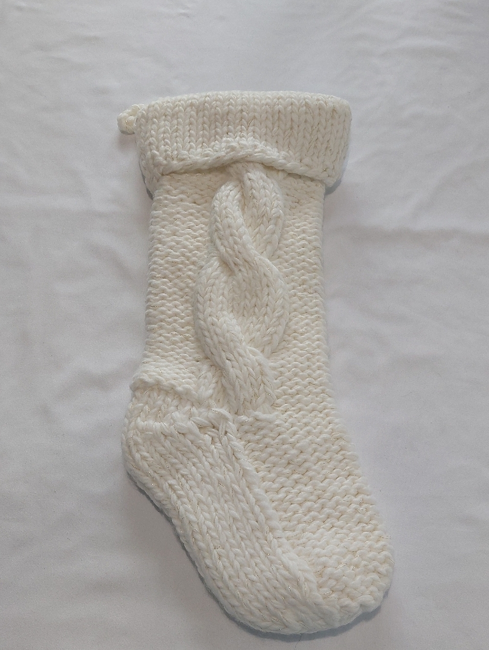 thirty-one Cream & Gold Cable Knit Stocking .New